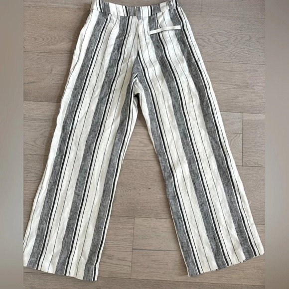 Reformation 100% linen black/white wide leg pant size 4 - Picture 6 of 8